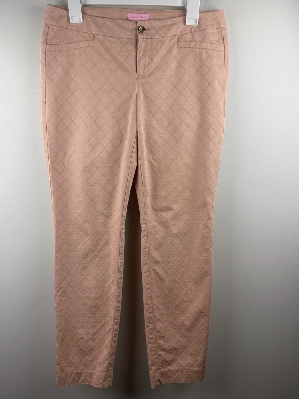 Lilly Pulitzer Kelly Textured Jacquard Ankle Skinny Pants Resort Peach Size 6